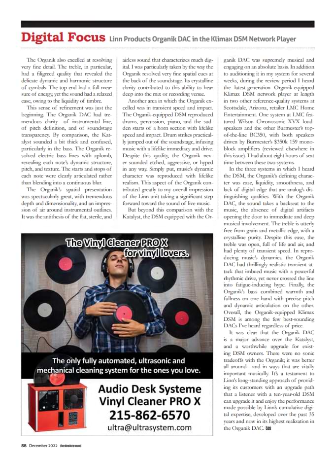 Third page of Stereophile December 2022 cover on HiFi Rose RA180