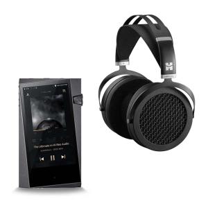 A photo containing both the HifiMan Sundara headphones and Astell&Kern's A&norma SR25 MKII