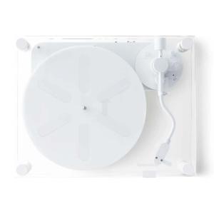 An overhead photo of the Transparent Turntable white edition.