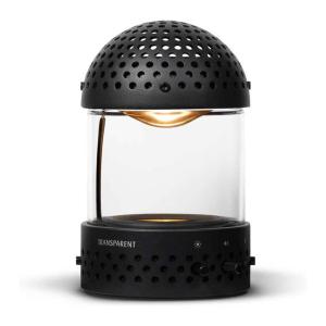 The black variant of the Light Speaker from Transparent, with the lights turned on