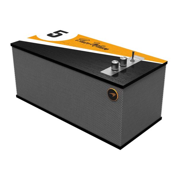 Angled front shot of Klipsch The One Tabletop Stereo speaker